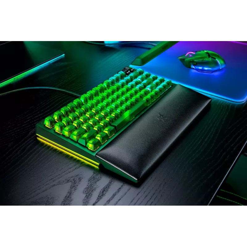 Mechaninė žaidimų klaviatūra Razer BlackWidow V4 75% – laidinė, JAV išdėstymas, Phantom Green Edition, Razer mechaniniai lietiminiai jungikliai