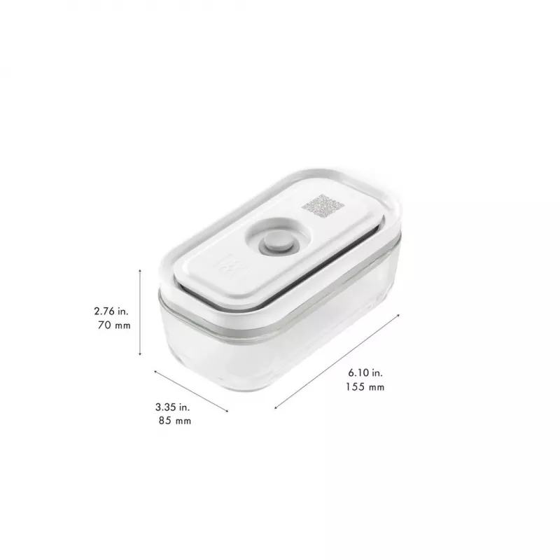 ZWILLING Fresh & Save 36803-003-0 stiklinių vakuuminių konteinerių rinkinys, stačiakampiai, 3 vnt. (S/M/L, 0,35/0,75/1,6 L), borosilikatinis stiklas, tinka mikrobangėje, orkaitėje ir indaplovėje, pilka/skaidru