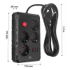 Maitinimo blokas MACLEAN MCE392 B — 4 lizdai, 3×USB, 110–240V, 2.1A, 2500W, 1,5 m laidas, juodas