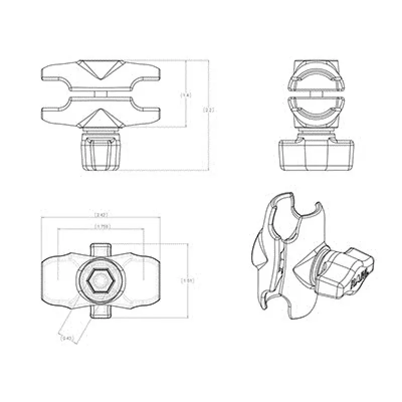 RAM Mounts dviguba lizdinė ranka