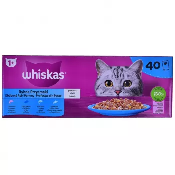 WHISKAS Fish Favourites želėje - šlapias kačių ėdalas - 40x85 g