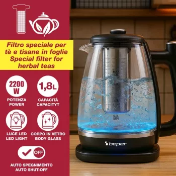 Beper P101BOL200 elektrinis virdulys su stikline kolba