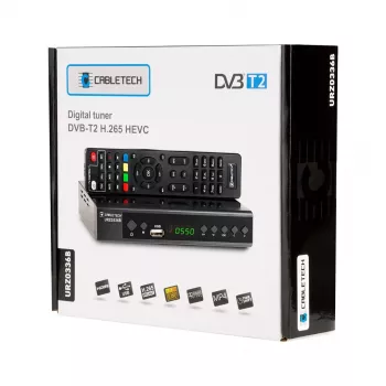Skaitmeninis TV imtuvas Cabletech URZ0336C DVB-T/T2 antžeminiams siuntimams, H.265, HDMI, USB, SCART