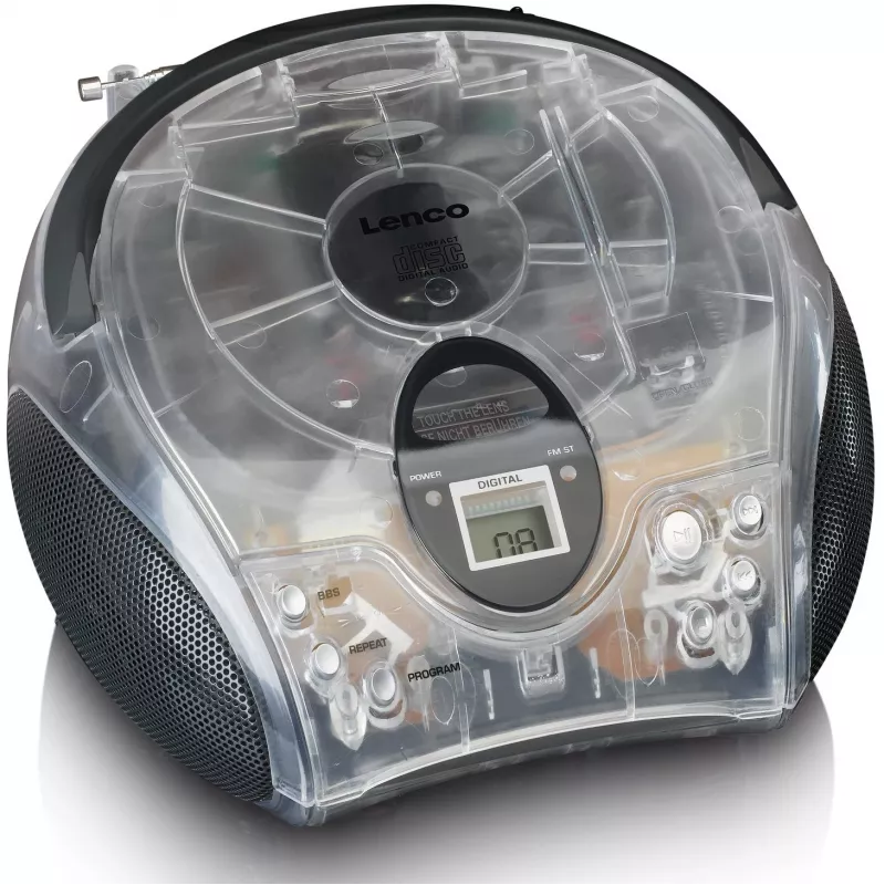 Nešiojamas radijo CD grotuvas Lenco SCD-24TR – FM, 4W, LCD, teleskopinė antena, AC/DC, 6×C baterijos