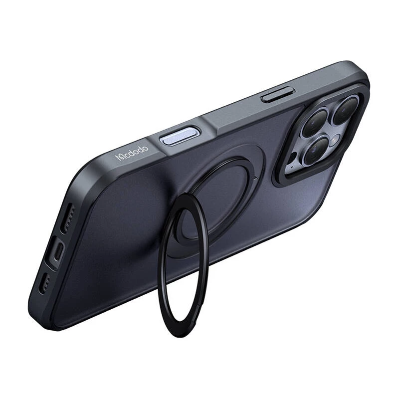 Apsauginis dėklas McDodo PC-4933 su MagSafe ir integruotu stovu, skirtas iPhone 16 Pro Max, juodas