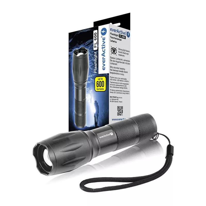 everActive FL600 rankinis LED žibintas, 600 lm, CREE XM-L2, 18650 / 3x AAA