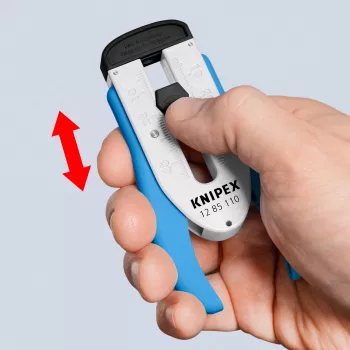 KNIPEX 12 85 110 SB šviesolaidžio nuėmimo ir apvalkalo nuėmimo įrankis (mėlynas/baltas)