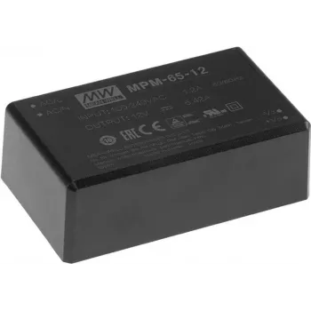 Maitinimo adapteris MEAN WELL MPM-65-48, vidaus, 65 W, įėjimas 80–264 V, juodas, 52×87×29.5 mm