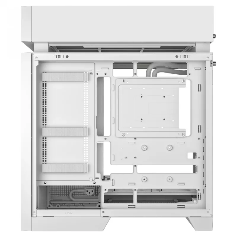 Korpusas staliniam kompiuteriui DeepCool CL6600 WH — baltas, ATX/PS2/SFX/SFX-L maitinimo šaltiniams, 140 mm priekyje, 120/140 mm viršuje/gale, 2,5 colio ir 3,5 colio diskams