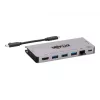 USB-C Dock 4K HDMI, USB 3.2 Gen 1, USB-A Hub, GbE, atminties kortelių skaitytuvas, 100W PD įkrovimas, nuimamas laidas U442-DOCK5D-GY
