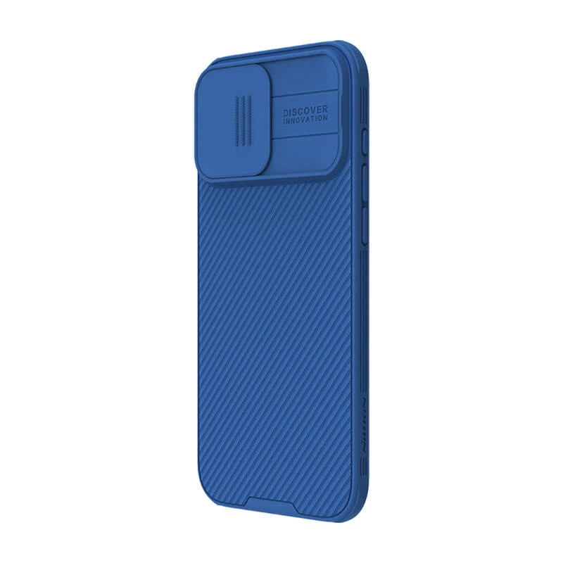 Apsauginis dėklas telefonui Nillkin CamShield Pro, skirtas iPhone 16 Pro Max, mėlynas, su slankiojančiu fotoaparato dangteliu