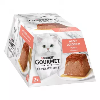 Šlapias kačių ėdalas Purina Gourmet Revelations su lašiša, 2 x 57 g, suaugusioms katėms, 81% drėgmės