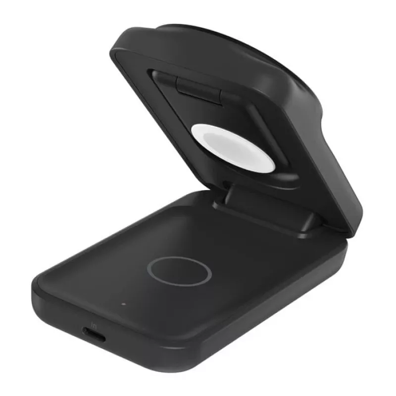 Belkin UltraCharge 25 W Qi2 3 viename lankstoma belaidžio įkrovimo stotis, juoda (WIZ036KQBK)