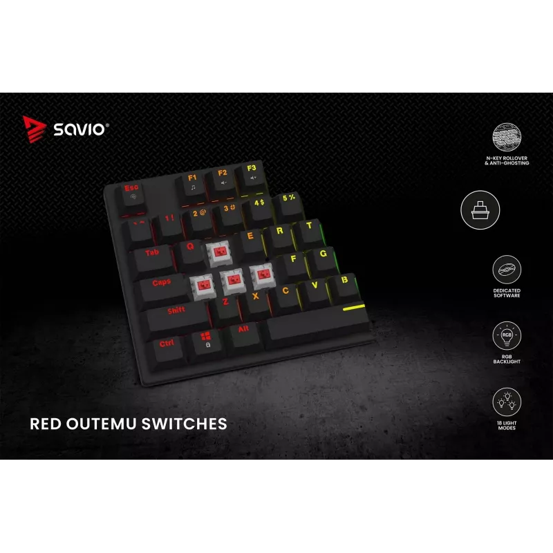Mechaninė klaviatūra RGB Tempest X2 Outemu Red Savio Savgk-tempest X2 Red