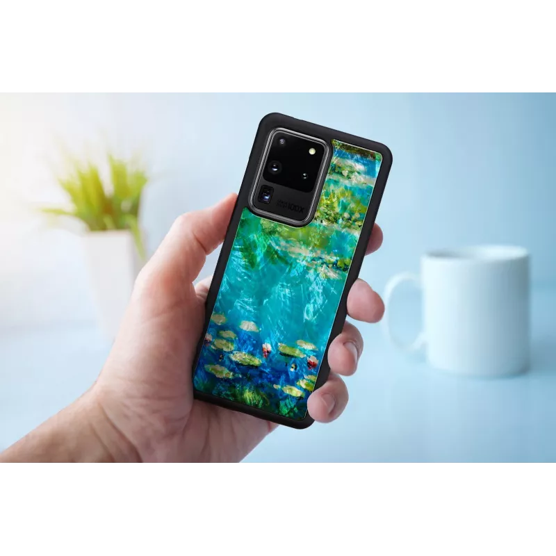 Apsauginis dėklas iKins Samsung Galaxy S20 Ultra – juodos vandens lelijos raštas