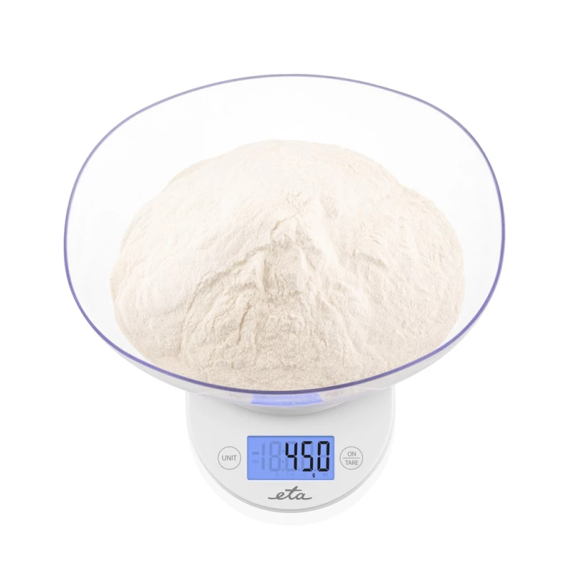 Virtuvinės svarstyklės su dubeniu ETA Mari 577090000, 5 kg, 1 g, LCD, balta