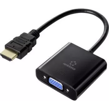 Renkforce RF-4531578 HDMI į VGA adapteris su 3,5 mm garso išvestimi, juodas