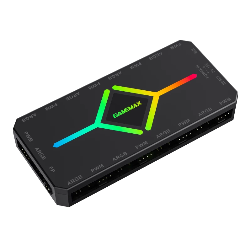 Gamemax V4.0 ARGB PWM HUB BK | Juodas | Ventiliatorių ir RGB šakotuvas