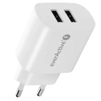 Sieninis įkroviklis EverActive SC-220 2xUSB 2,4A 12W baltas