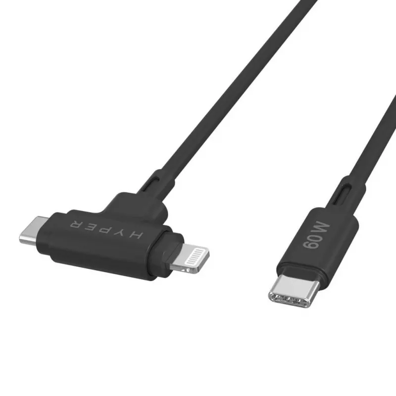 HYPER HyperJuice USB kabelis USB 2.0 1,5 m USB C / USB C / Lightning juodas