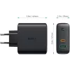 Aukey PA-D3 Sieninis įkroviklis 2xUSB Power Delivery (1xUSB + 1xUSB C) 5.4A 60W Dynamic Detect