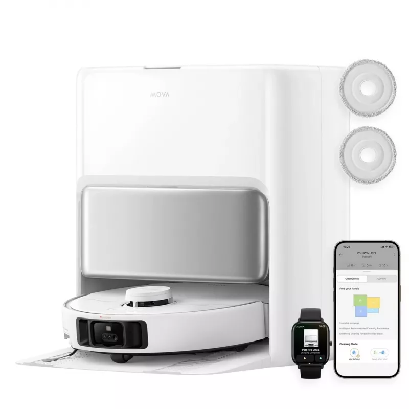 Robotinis siurblys su šluostymu MOVA Tech P50 Pro Ultra Bagless White