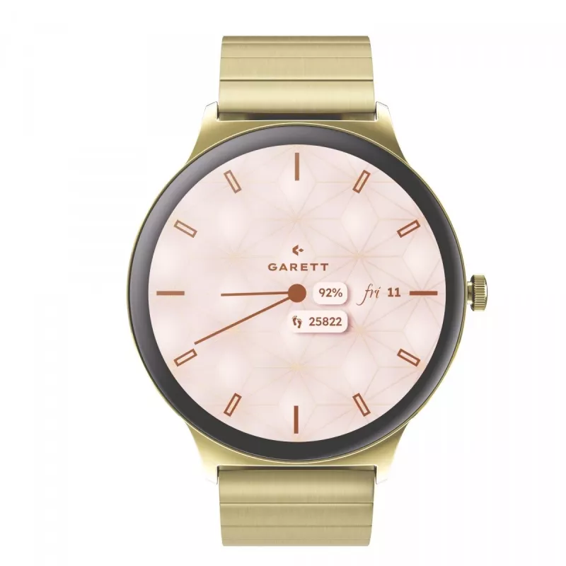 Išmanusis laikrodis Garett Verona 2 Gold Steel su Bluetooth ir širdies ritmo matuokliu