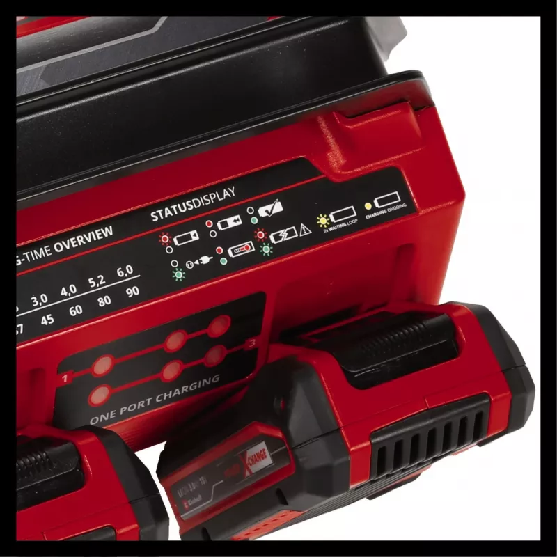 EINHELL Power X-Quattrocharger 4A – universalus Power X-Change įkroviklis 4 akumuliatoriams (LED būsenos indikacija, lygiagretusis įkrovimas, greitasis įkrovimas, įkrovimo valdymas)
