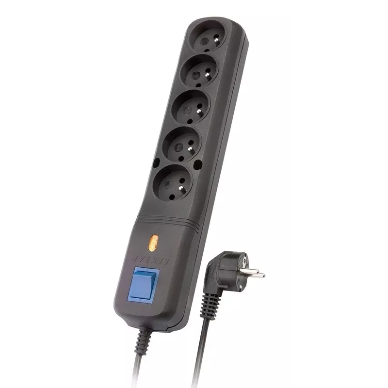 Lestar 5w Lv-530wa apsauginis filtras, 5 kištukiniai lizdai, 1,5 m, juodas