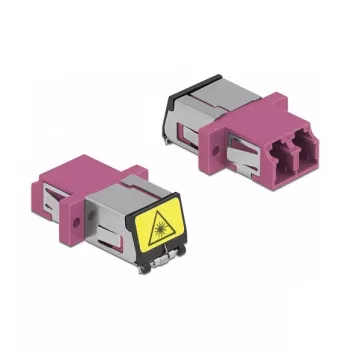 DeLOCK 86901 Optinis skaidulinis jungtuvas LC Duplex moteriška į moterišką, daugiamodis, violetinis