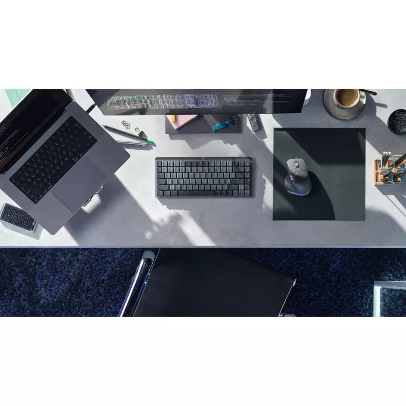 Logitech MX Mechanical Mini 920-010782 apšviečiama mechaninė klaviatūra be laidų, spragsintys jungikliai, RF + Bluetooth LE, US International QWERTY, grafitinė