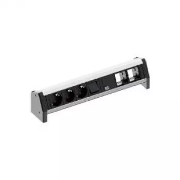 BACHMANN Desk 1, 3 AC lizdai, 230 V, 16 A, juoda, aliuminis, 450 mm