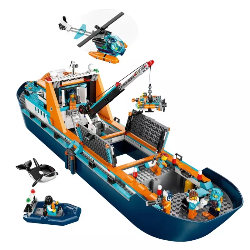 Konstruktorius LEGO City Arktinis tyrinėjimų laivas 60368 — 815 dalių, 7+ metai, 4 minifigūrėlės