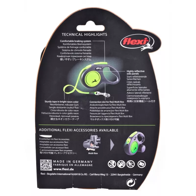 FLEXI New Neon M – ištraukiamas pavadėlis – 5 m