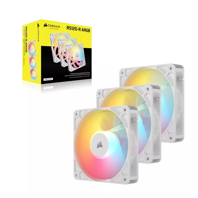 CORSAIR RS120-R 120 mm baltas ARGB ventiliatorius (25 mm storis)