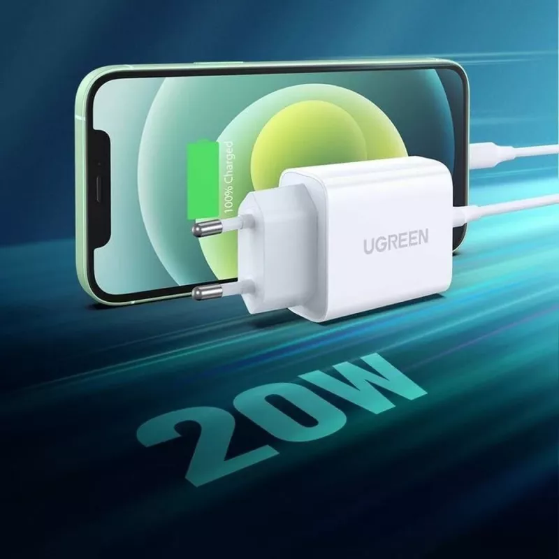 Ugreen USB Power Delivery 3.0 Quick Charge 4.0+ 20W 3A tinklo įkroviklis (baltas)