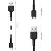 USB-C į USB-A laidas Aukey CB-CA2, nailoninis pintas, Quick Charge 3A, 1 m