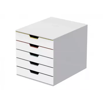 Dėžutė dokumentams Durable VARICOLOR Mix 5 plastikinė, 5 spalvoti stalčiai, balta 762527