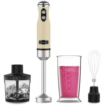 Panardintuvas CECOTEC Power Mixer RetroYellow 1200MAX Cream&Crush, 1200 W, keli greičiai, tešlos kabliukai ir plaktuvai