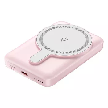 Vention FHSP0 5000 mAh nešiojamas maitinimo šaltinis su belaidžiu įkrovimu, USB-C, 3 A išėjimas, Rožinė