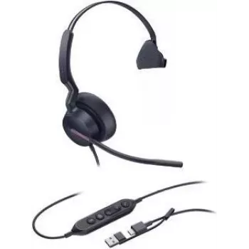 Yealink UH46 Mono 1308242 ausinės – USB-C/USB-A – monauralinės – triukšmo slopinimas – 35 mm garsiakalbis – plačiajuostis garsas – 3 mikrofonų technologija – juodos