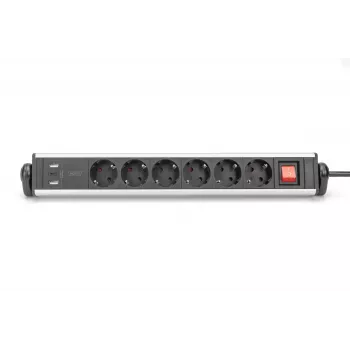 Digitus 6-ių lizdų biuro maitinimo juosta su 3 USB prievadais, 1,5 m laidas