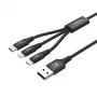USB laidas Unitek C14049BK – USB-C į Micro-USB B/Lightning, USB 2.0, 1,2 m, juodas