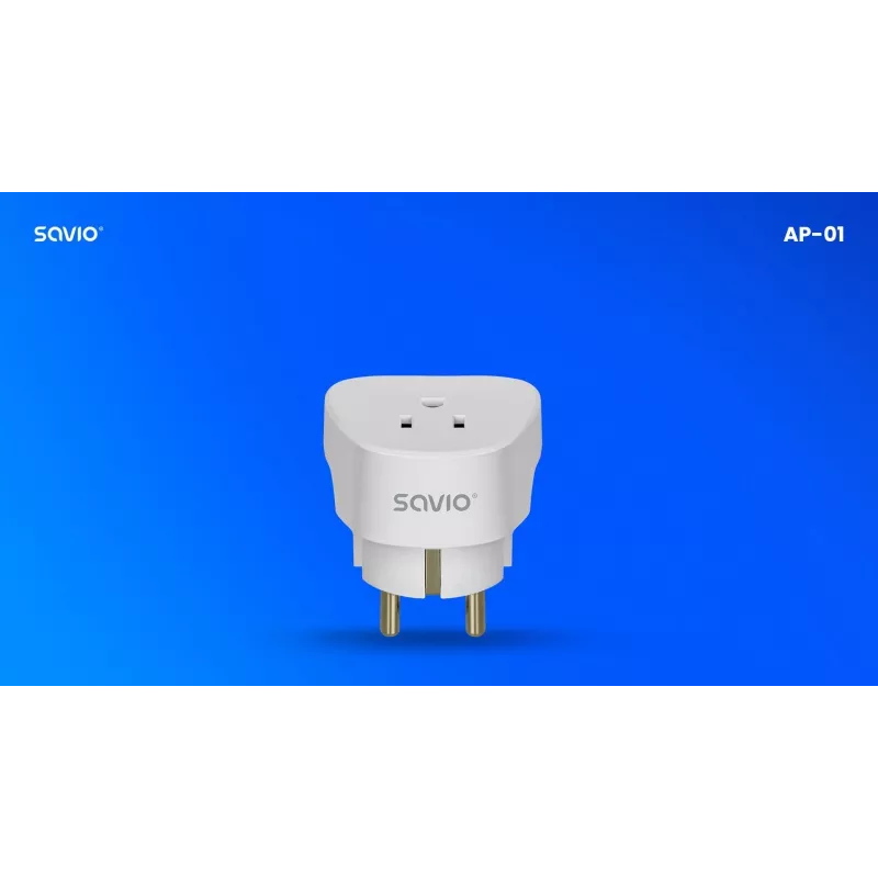 SAVIO AP-01 kelioninis adapteris, US lizdas – EU kištukas