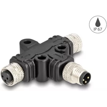 DeLOCK M8 T-Splitter A-koduotas 3 kontaktų 1 x kištukas į 2 x lizdą lygiagretus jungimas