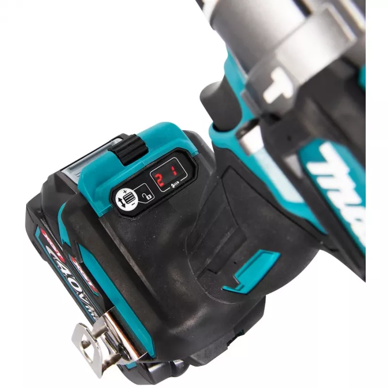 Makita HP001GD201 – Gręžtuvas-perforatorius – Belaidis – 2 greičiai – Raktinis griebtuvas 13 mm – 140 N·m – 2 akumuliatoriai, įkroviklis – 40 V