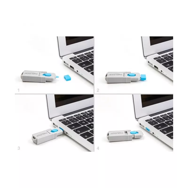 USB Type-A prievadų blokavimo rinkinys DeLOCK 20947, 10 vnt., mėlynas