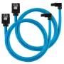 Corsair Premium Sleeved SATA kabelis, lenktas, mėlynas, 60 cm – 2 vnt. pakuotė
