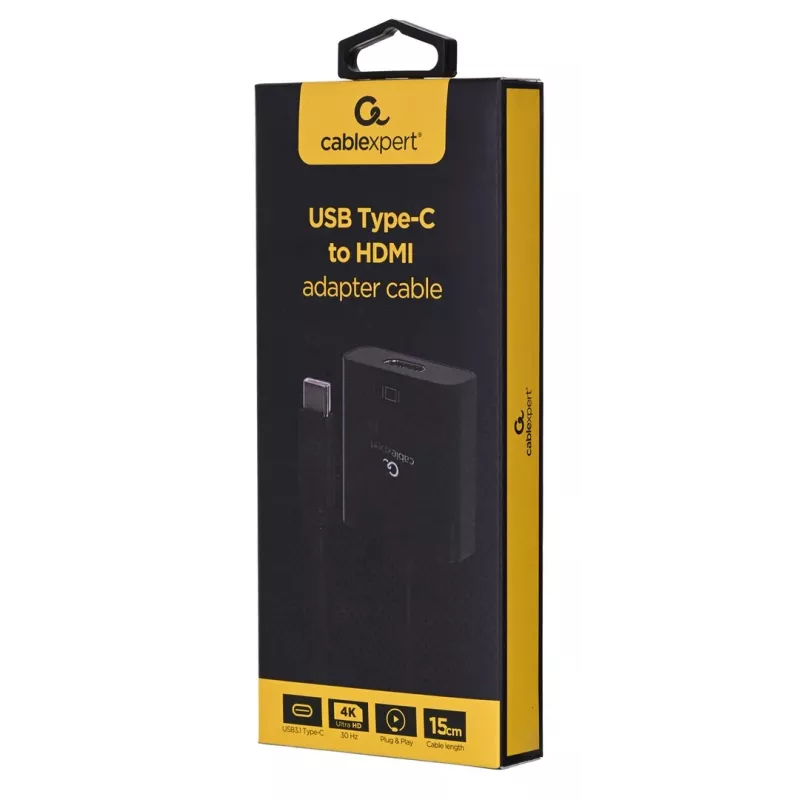 USB Type-C į HDMI adapteris Gembird A-CM-HDMIF-03, USB 2.0/3.2 Gen2, 3840×2160@30Hz, juodas