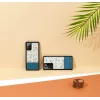 Dėklas Samsung Galaxy Note 20 Ultra iš medžio ir polikarbonato – mėlyna gėlė juodame fone